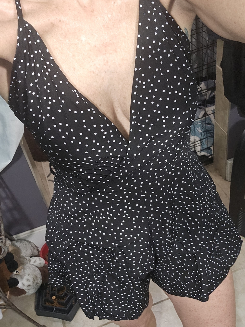 Black White Polka Dot Romper